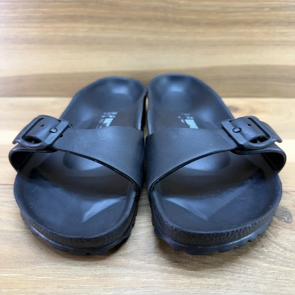 Birkenstock Arizona Eva Madrid Black Slides Womens 8 N EU 39 Slip On Rubber Walk